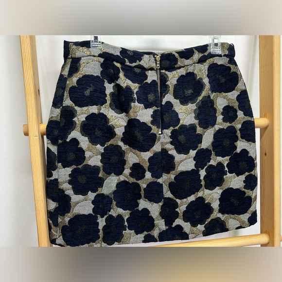 SAM EDELMAN Navy and gold floral jacquard mini skirt size 10. - Picture 5 of 11
